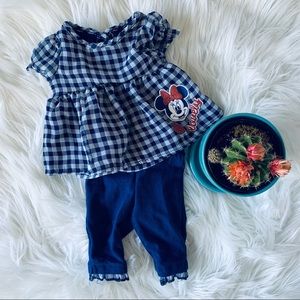 DISNEY BABY Minnie baby gingham set navy EUC